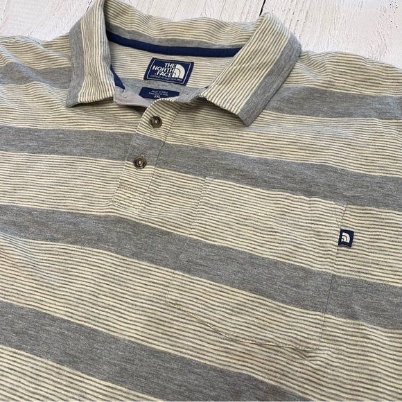 The North Face Gray and Cream Striped Polo Shirt XXL - Picture 2 of 8